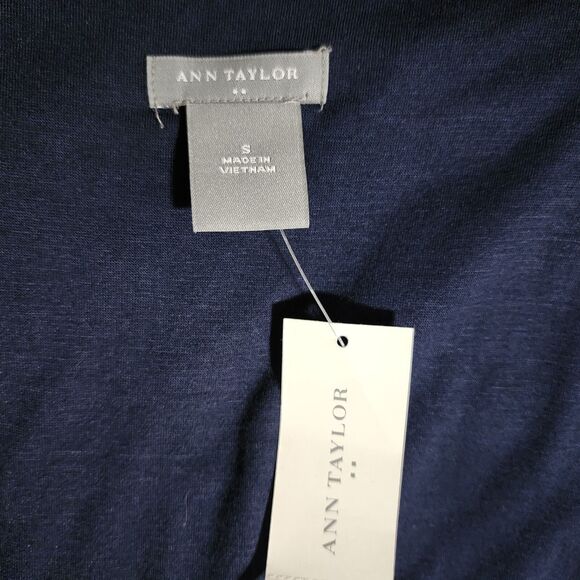 NWT Ann Taylor Womens Ruched Front Dress Solid Navy Blue Jersey Office Casual Sm - Picture 5 of 7